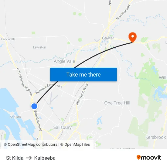 St Kilda to Kalbeeba map