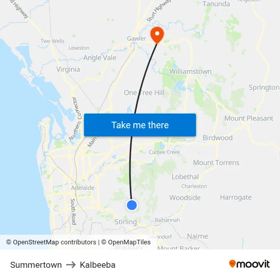 Summertown to Kalbeeba map