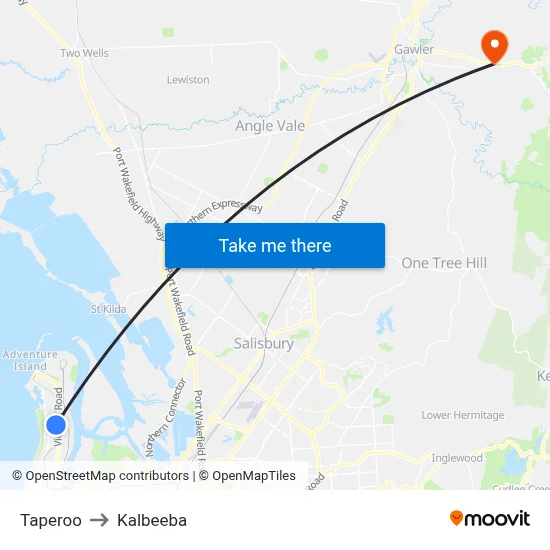 Taperoo to Kalbeeba map