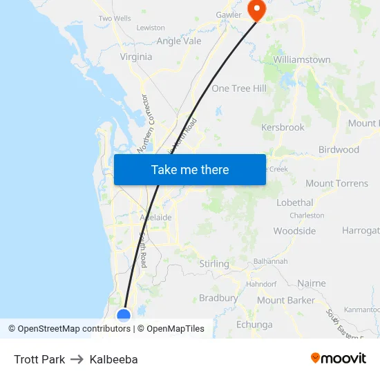 Trott Park to Kalbeeba map