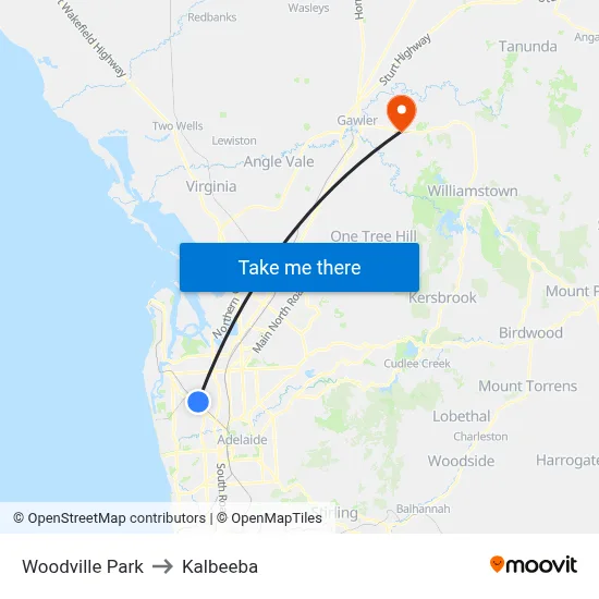 Woodville Park to Kalbeeba map