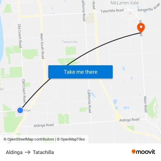 Aldinga to Tatachilla map