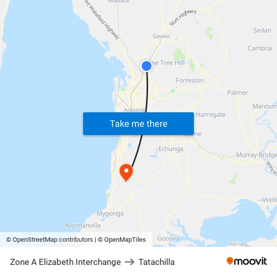 Zone A Elizabeth Interchange to Tatachilla map