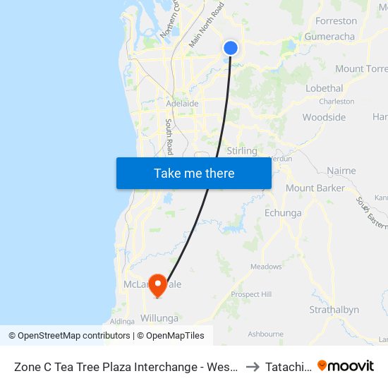 Zone C Tea Tree Plaza Interchange - West side to Tatachilla map