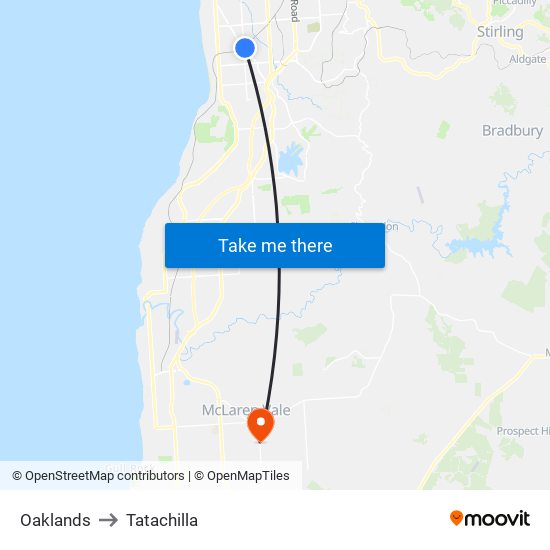 Oaklands to Tatachilla map