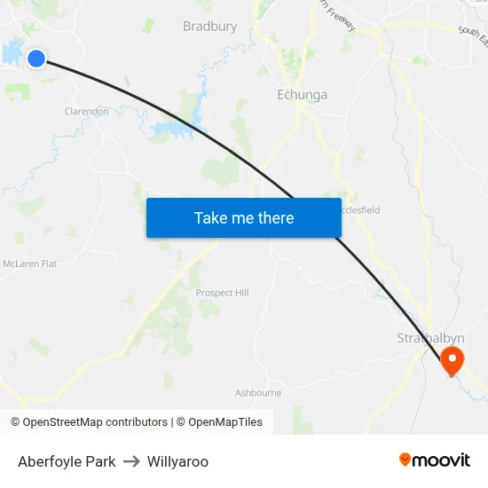 Aberfoyle Park to Willyaroo map