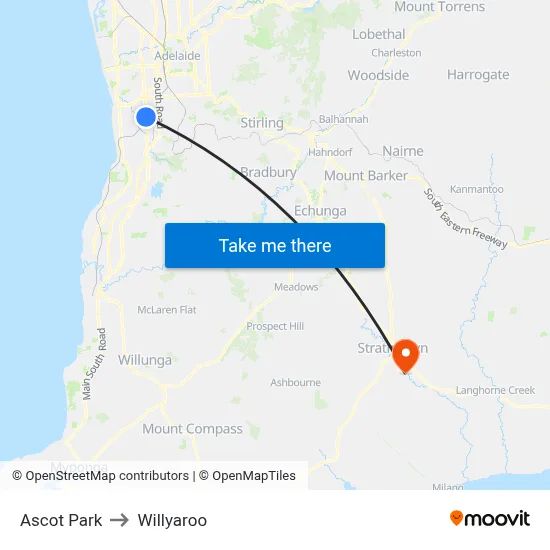 Ascot Park to Willyaroo map