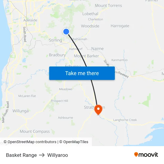 Basket Range to Willyaroo map
