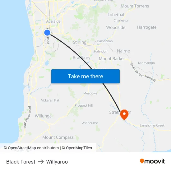 Black Forest to Willyaroo map