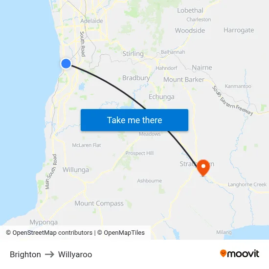 Brighton to Willyaroo map