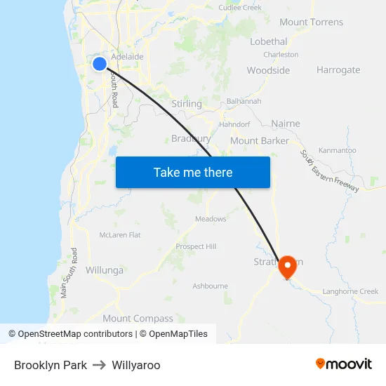 Brooklyn Park to Willyaroo map