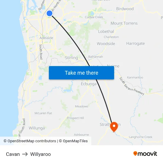 Cavan to Willyaroo map