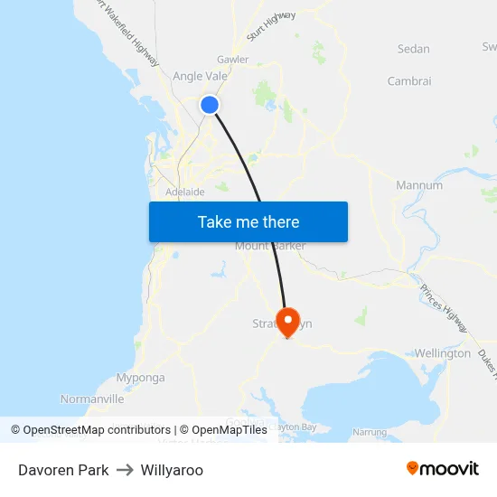 Davoren Park to Willyaroo map