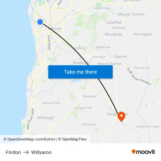 Findon to Willyaroo map