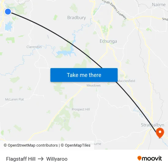 Flagstaff Hill to Willyaroo map