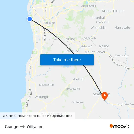 Grange to Willyaroo map