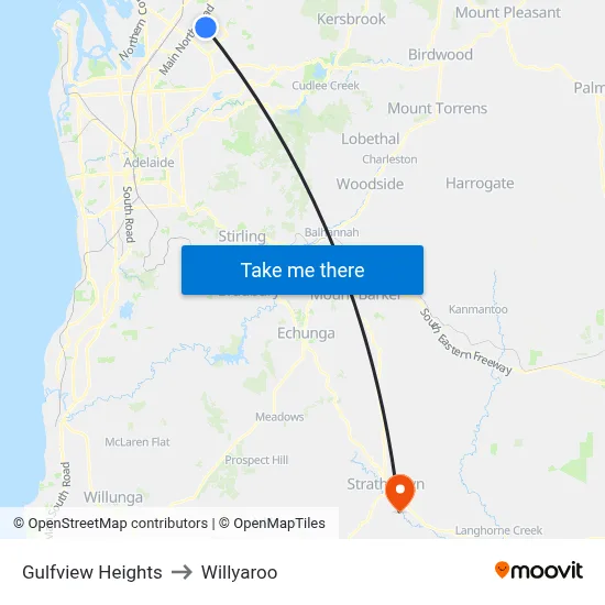 Gulfview Heights to Willyaroo map