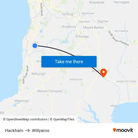 Hackham to Willyaroo map