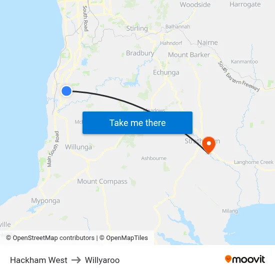 Hackham West to Willyaroo map