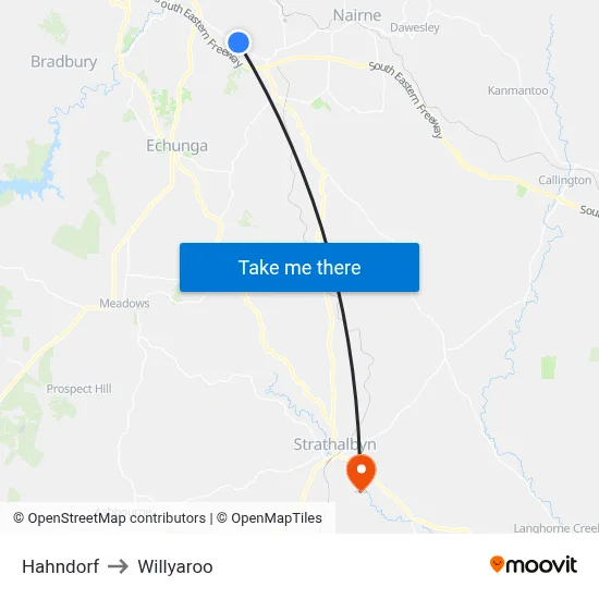 Hahndorf to Willyaroo map