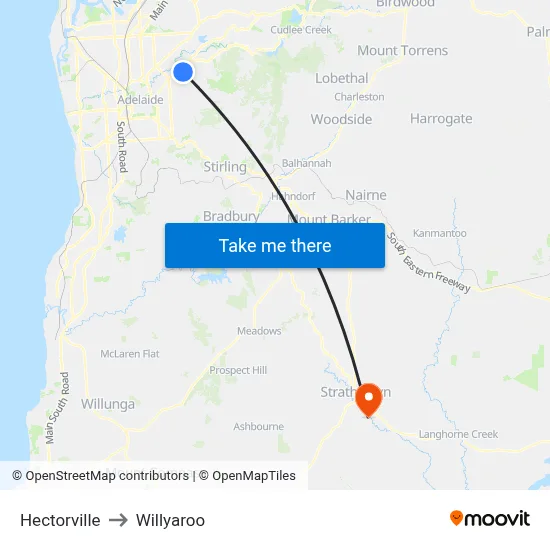 Hectorville to Willyaroo map