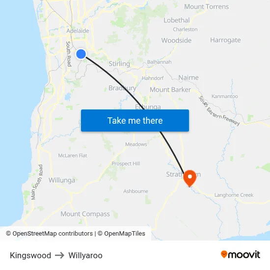 Kingswood to Willyaroo map