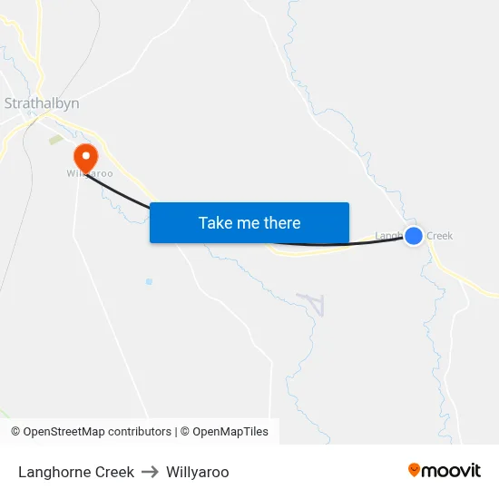 Langhorne Creek to Willyaroo map