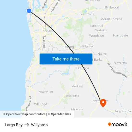 Largs Bay to Willyaroo map