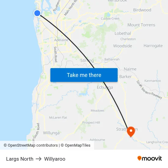 Largs North to Willyaroo map