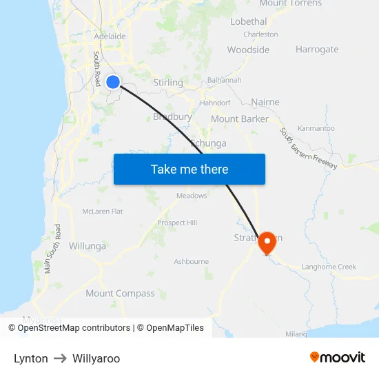 Lynton to Willyaroo map