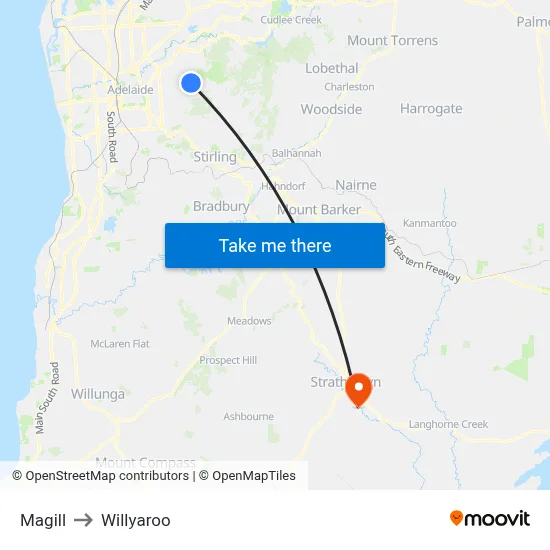 Magill to Willyaroo map