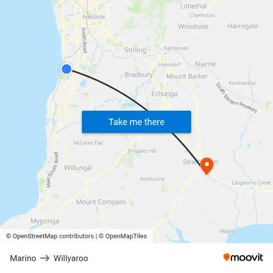 Marino to Willyaroo map