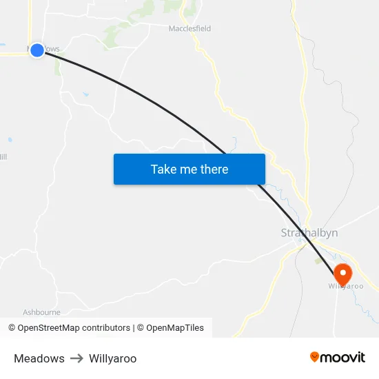 Meadows to Willyaroo map