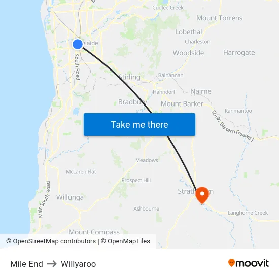 Mile End to Willyaroo map