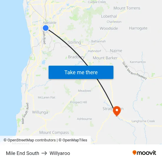 Mile End South to Willyaroo map