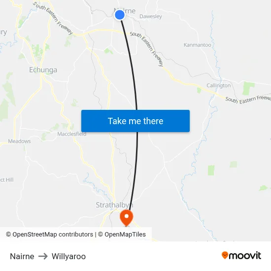Nairne to Willyaroo map