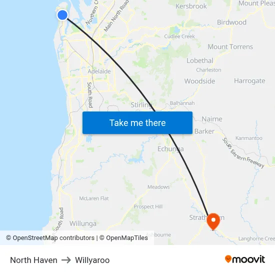 North Haven to Willyaroo map