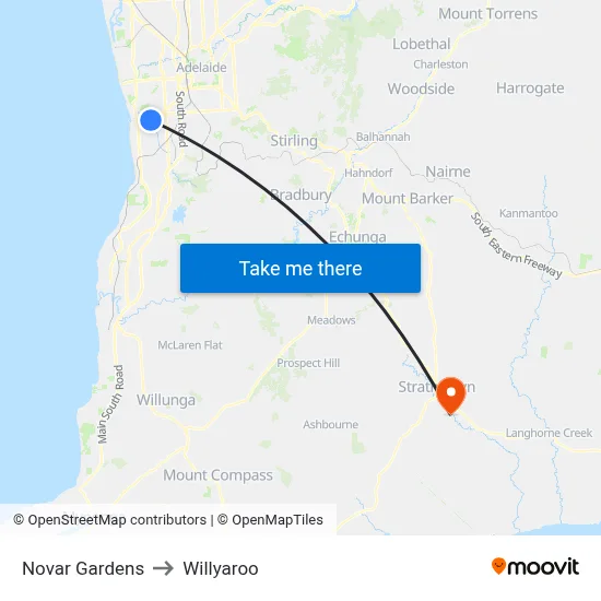 Novar Gardens to Willyaroo map
