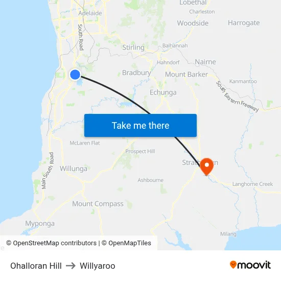 Ohalloran Hill to Willyaroo map