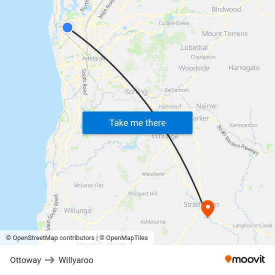 Ottoway to Willyaroo map