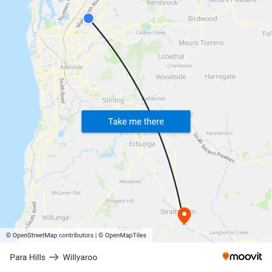 Para Hills to Willyaroo map