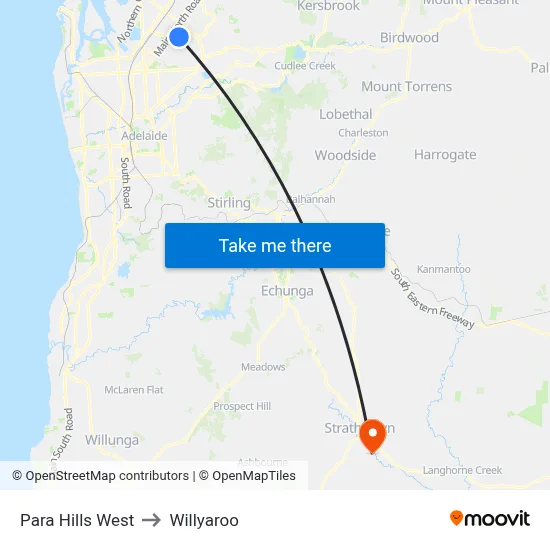 Para Hills West to Willyaroo map