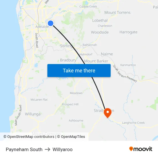 Payneham South to Willyaroo map