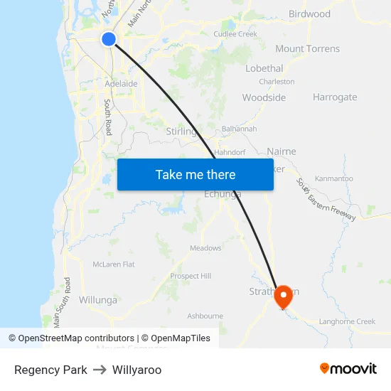 Regency Park to Willyaroo map