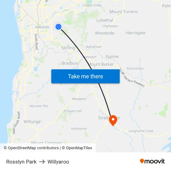 Rosslyn Park to Willyaroo map