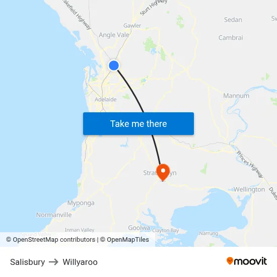Salisbury to Willyaroo map