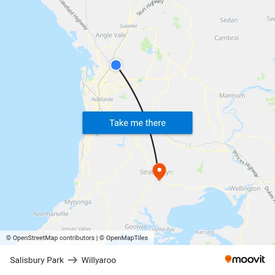 Salisbury Park to Willyaroo map