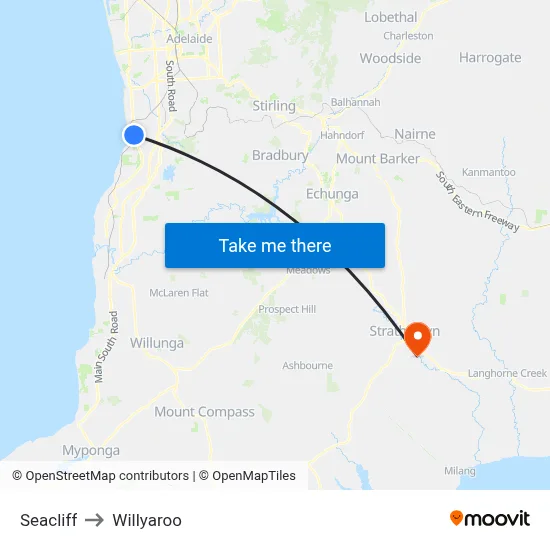 Seacliff to Willyaroo map