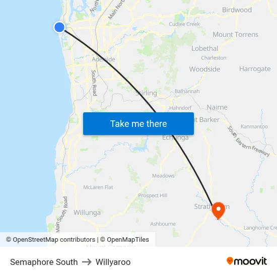 Semaphore South to Willyaroo map