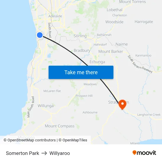 Somerton Park to Willyaroo map